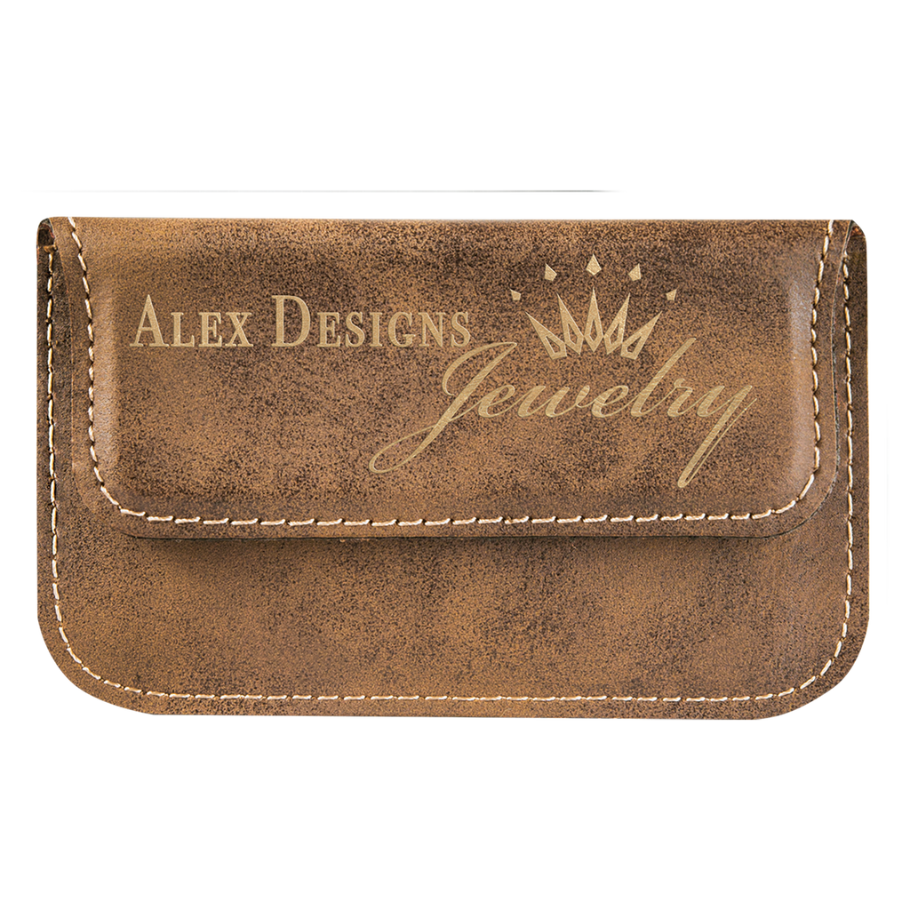 Rustic & Gold Leatherette Flexible Business Card Holder