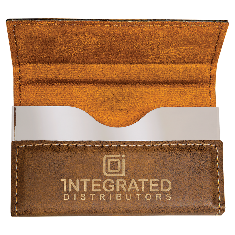 Rustic & Gold Leatherette Hard Business Card Holder