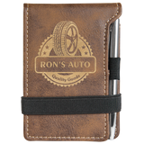 Rustic & Gold Leatherette Mini Notepad with Pen & Paper