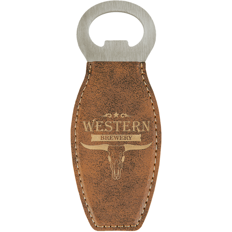 Rustic & Gold Leatherette Rounded Bottle Opener