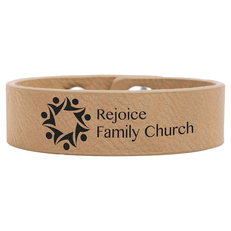 8 1/2" x 3/4" Light Brown Leatherette Cuff Bracelet