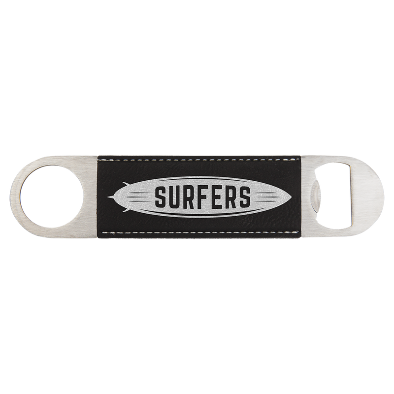 Black & Silver Leatherette Bottle Opener