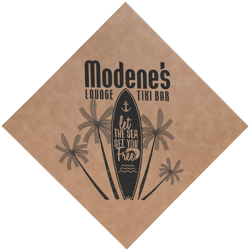 10" x 10" Light Brown Leatherette Wall Decor/Signage with Sawtooth Hanger