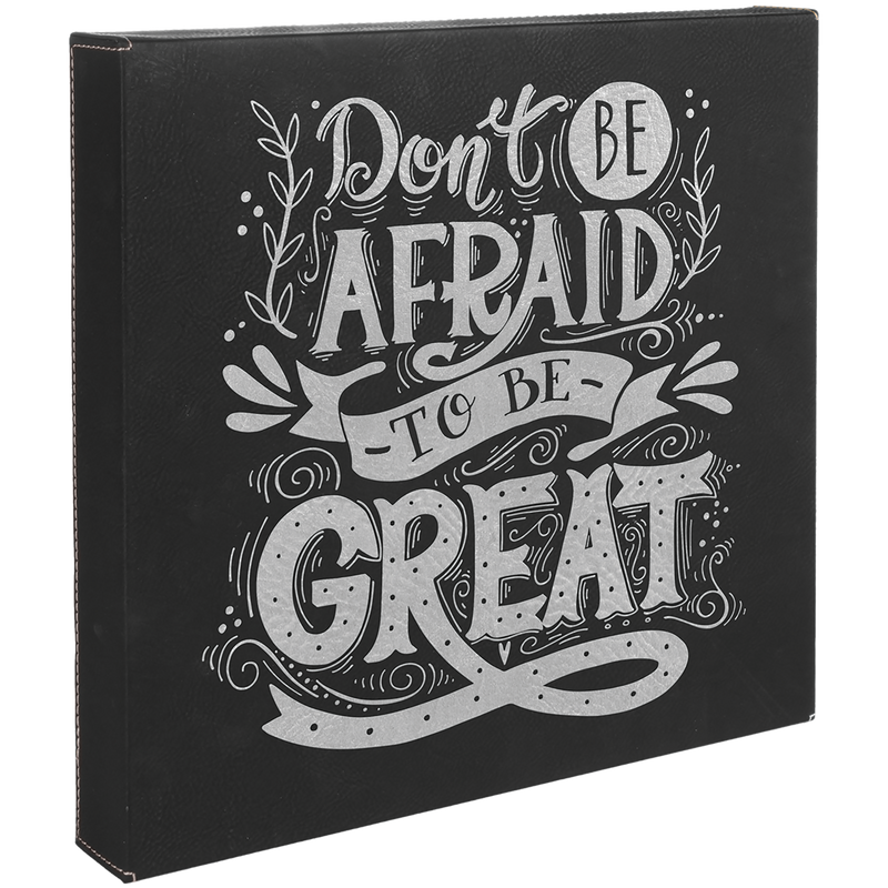 10" x 10" Black & Silver Leatherette Wall Decor/Signage with Sawtooth Hanger