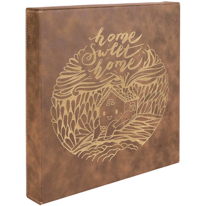 14" x 14" Rustic & Gold Leatherette Wall Decor/Signage with Sawtooth Hanger