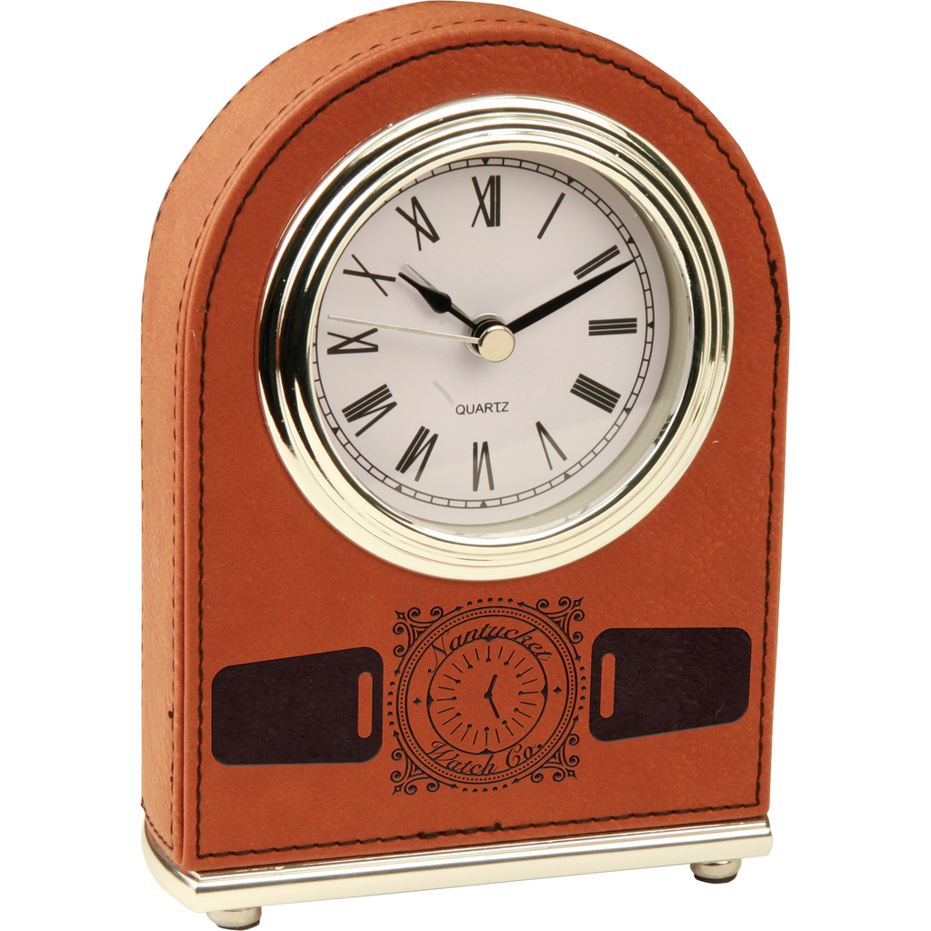 Rawhide Leatherette Arch Desk Clock