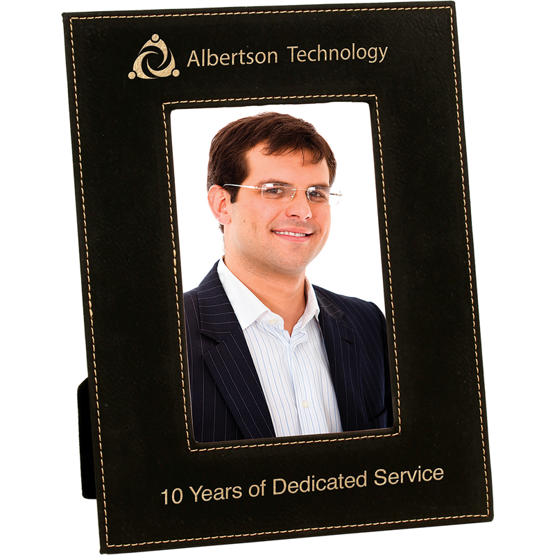 4" x 6" Black & Gold Leatherette Photo Frame