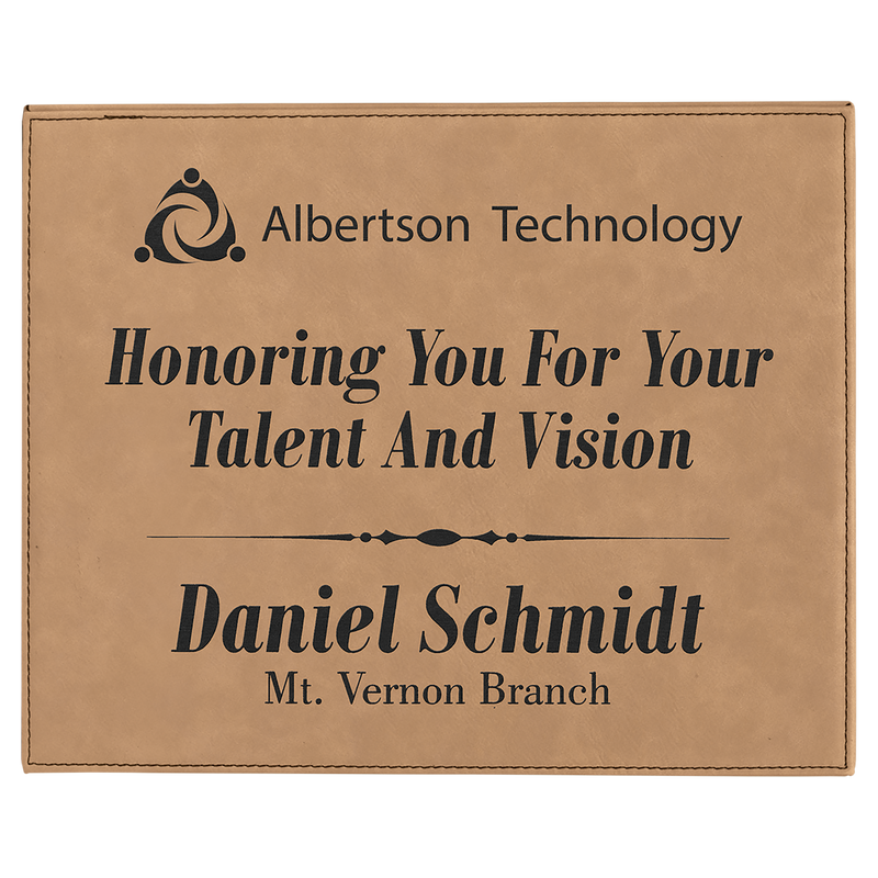 10 1/2" x 13" Light Brown Leatherette Plaque