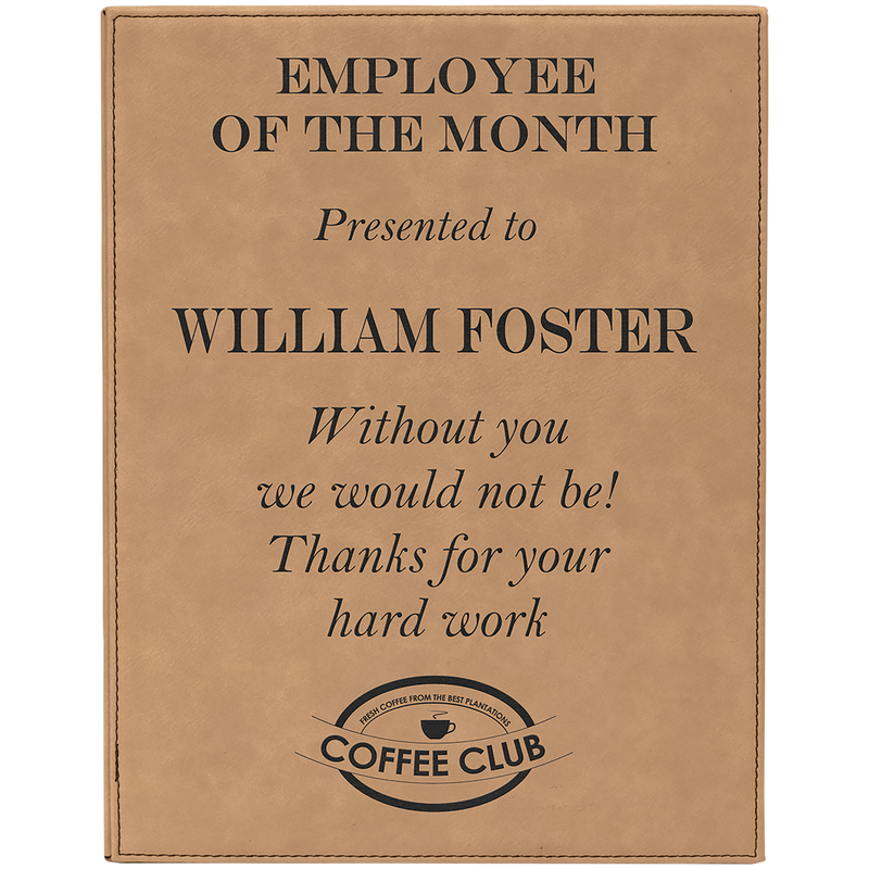 9" x 12" Light Brown Leatherette Plaque