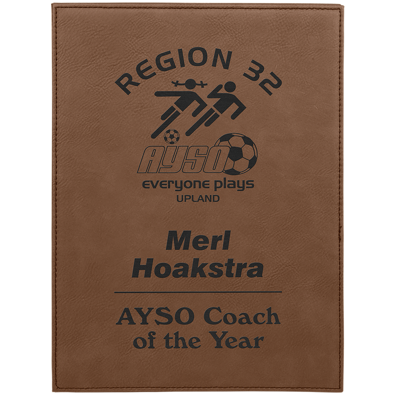 9" x 12" Dark Brown Leatherette Plaque