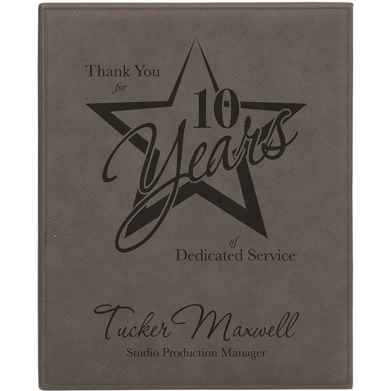 10 1/2" x 13" Gray Leatherette Plaque