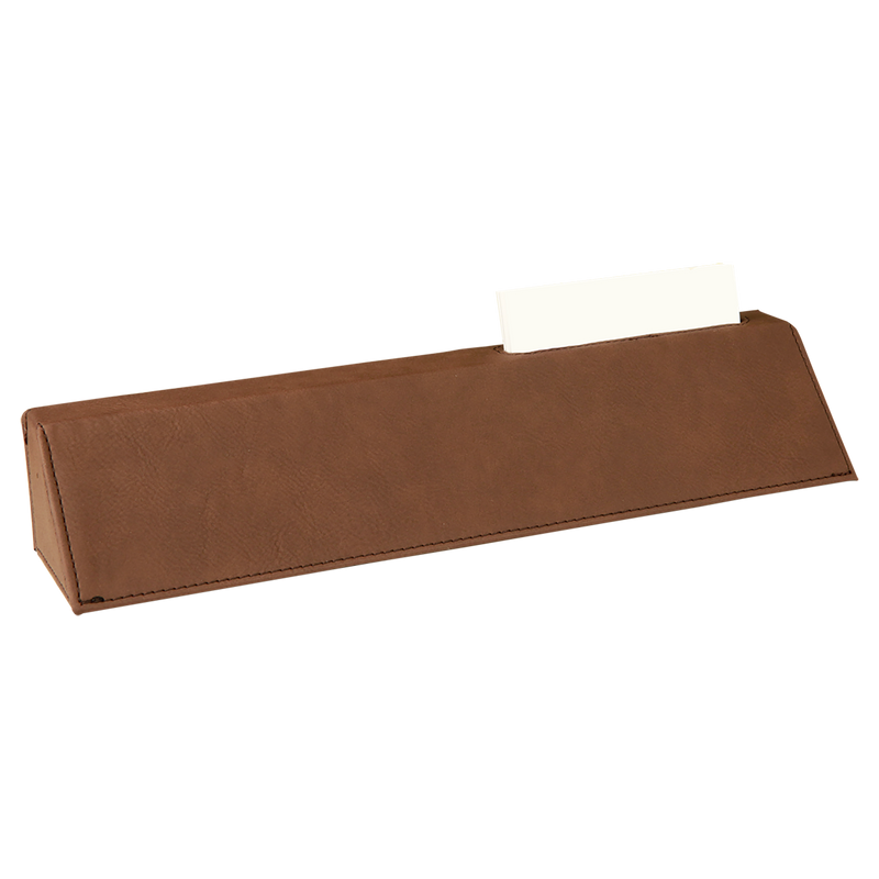 Dark Brown Leatherette Desk Wedge with Business Card Holder