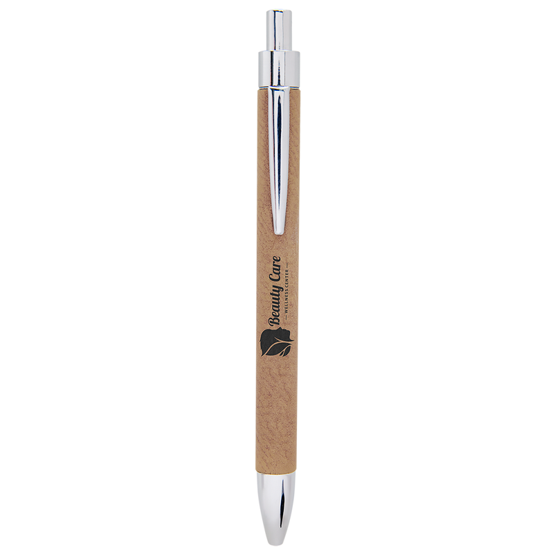 Light Brown Leatherette Pen with Black Ink