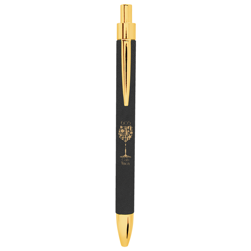 Black & Gold Leatherette Pen with Black Ink