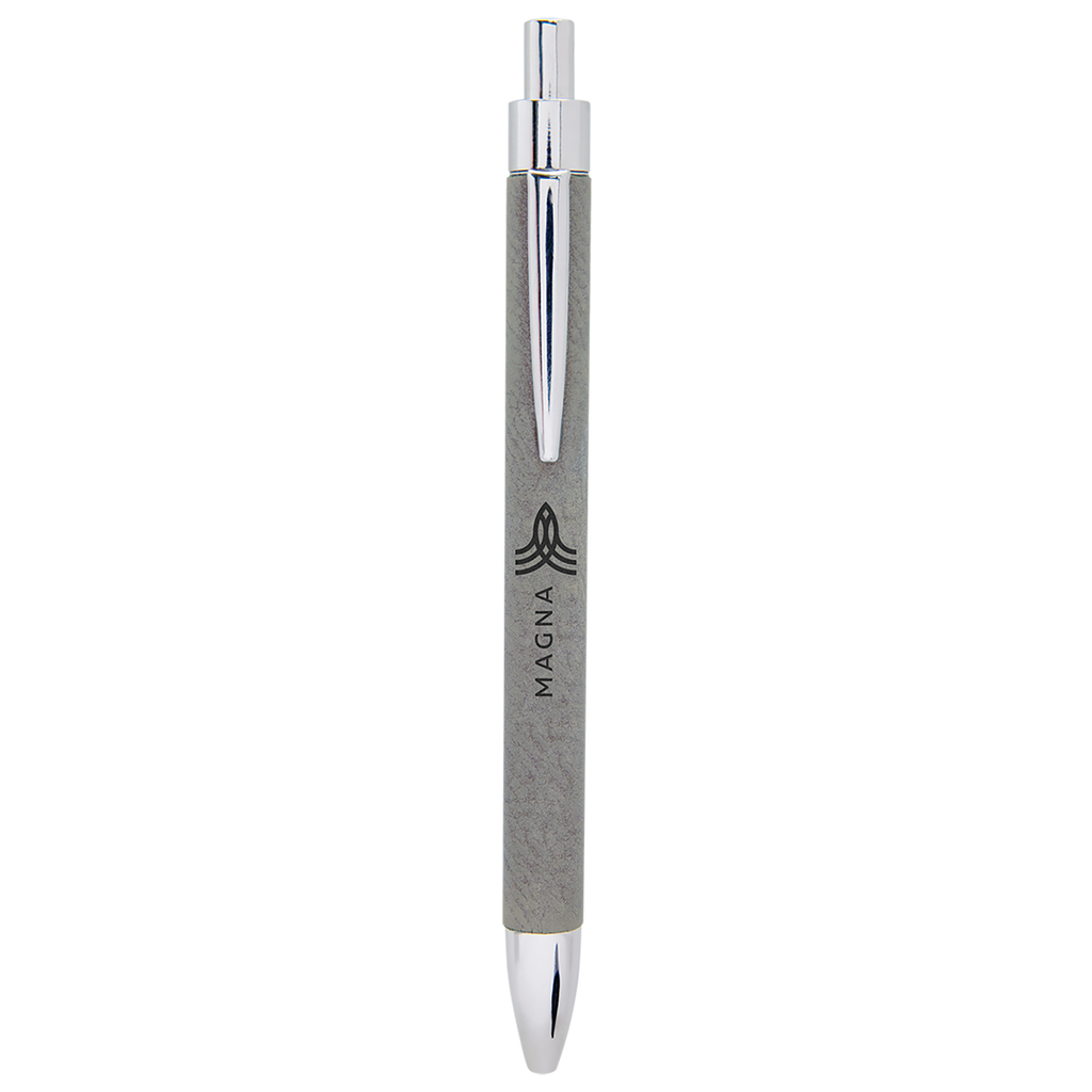 Gray Leatherette Pen with Black Ink