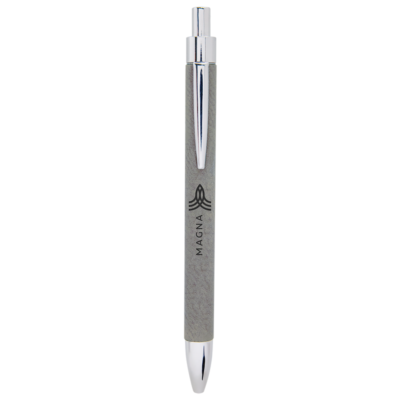 Gray Leatherette Pen with Black Ink
