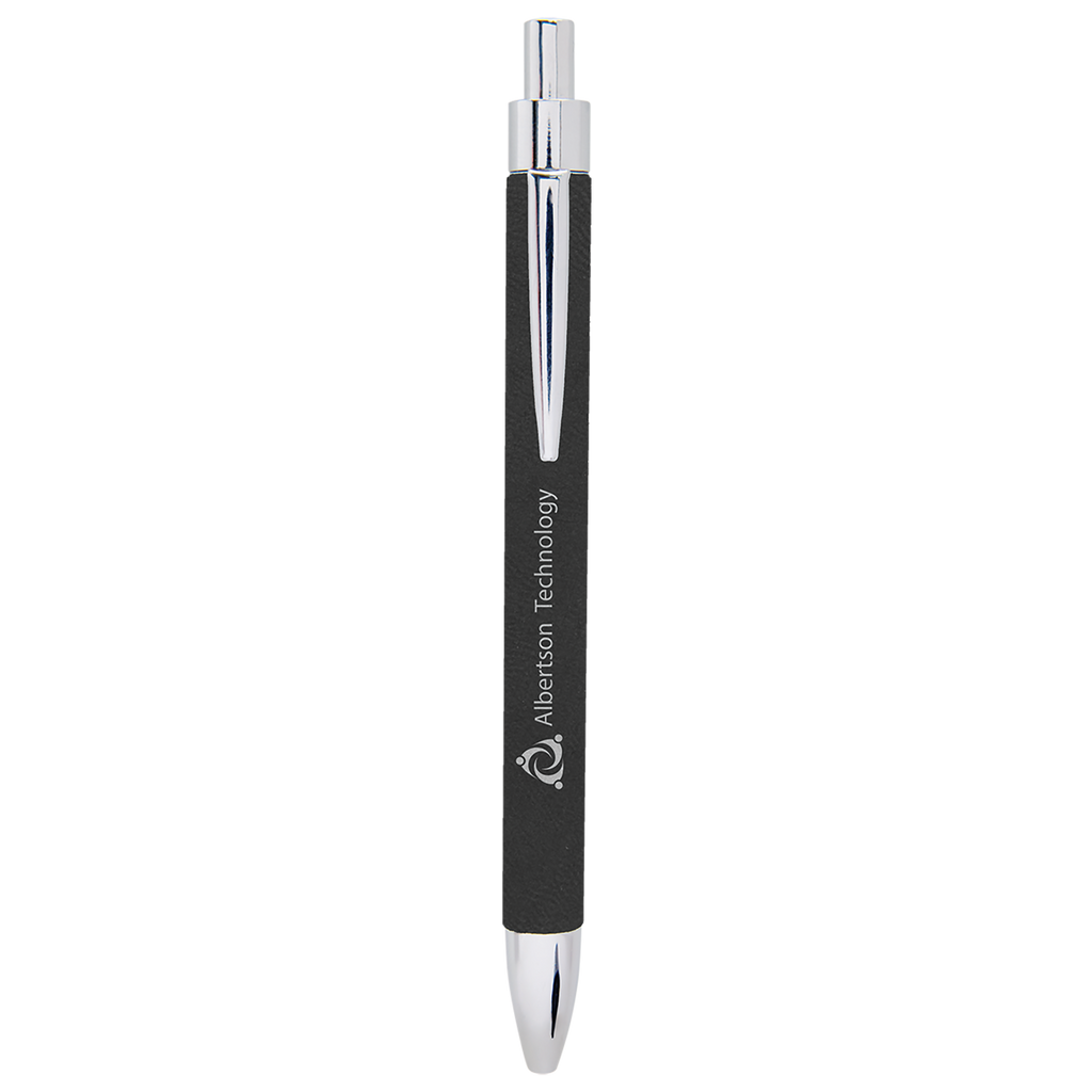 Black & Silver Leatherette Pen with Black Ink