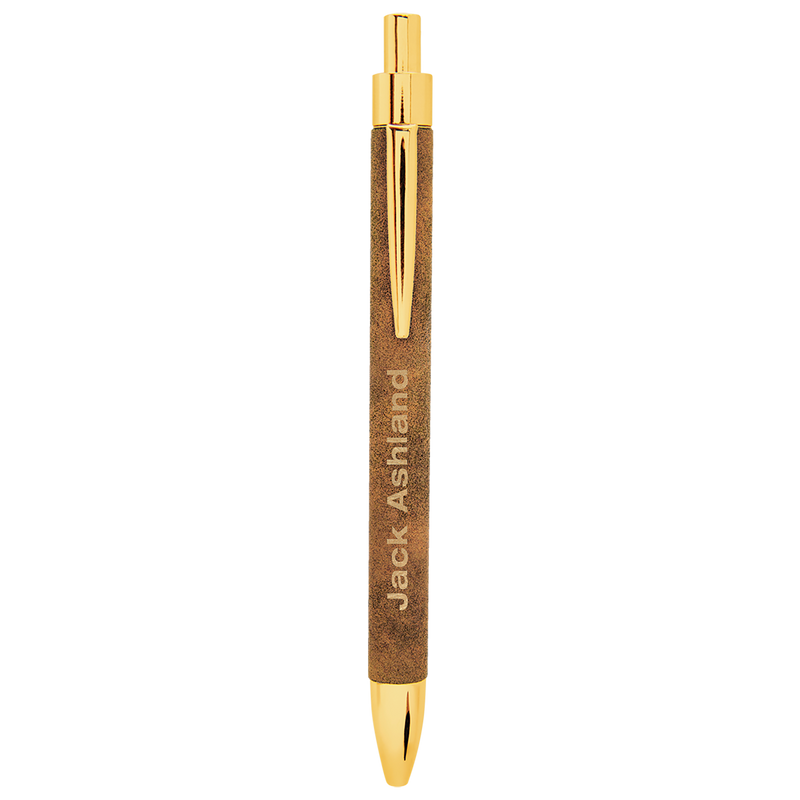 Rustic & Gold Leatherette Pen with Black Ink