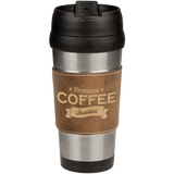 16 oz. Stainless Steel Travel Mug with Rustic & Gold Leatherette Grip