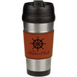16 oz. Stainless Steel Travel Mug with Rawhide Leatherette Grip