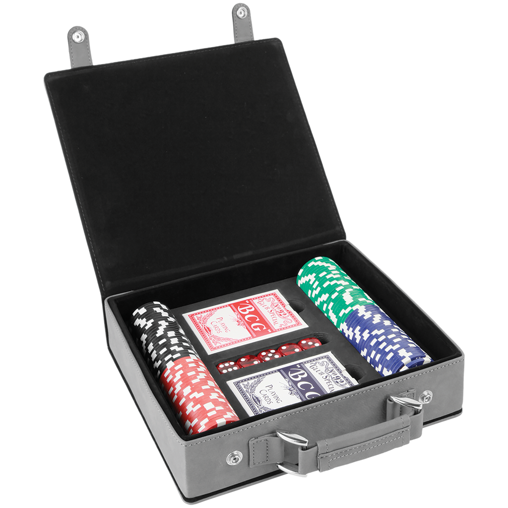 Gray Leatherette 100-Chip Poker Set