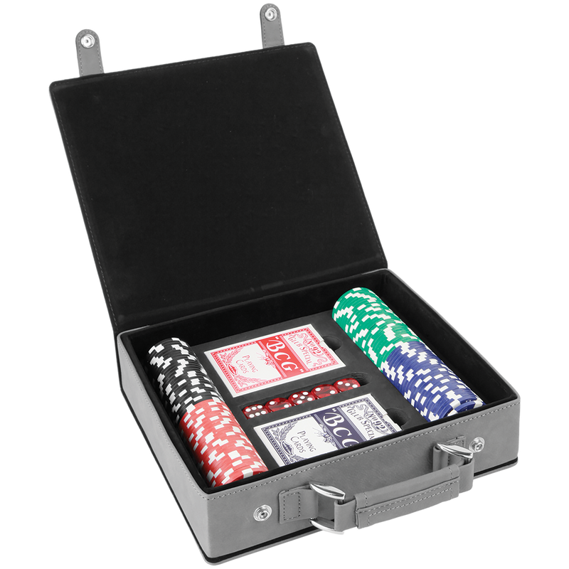 Gray Leatherette 100-Chip Poker Set