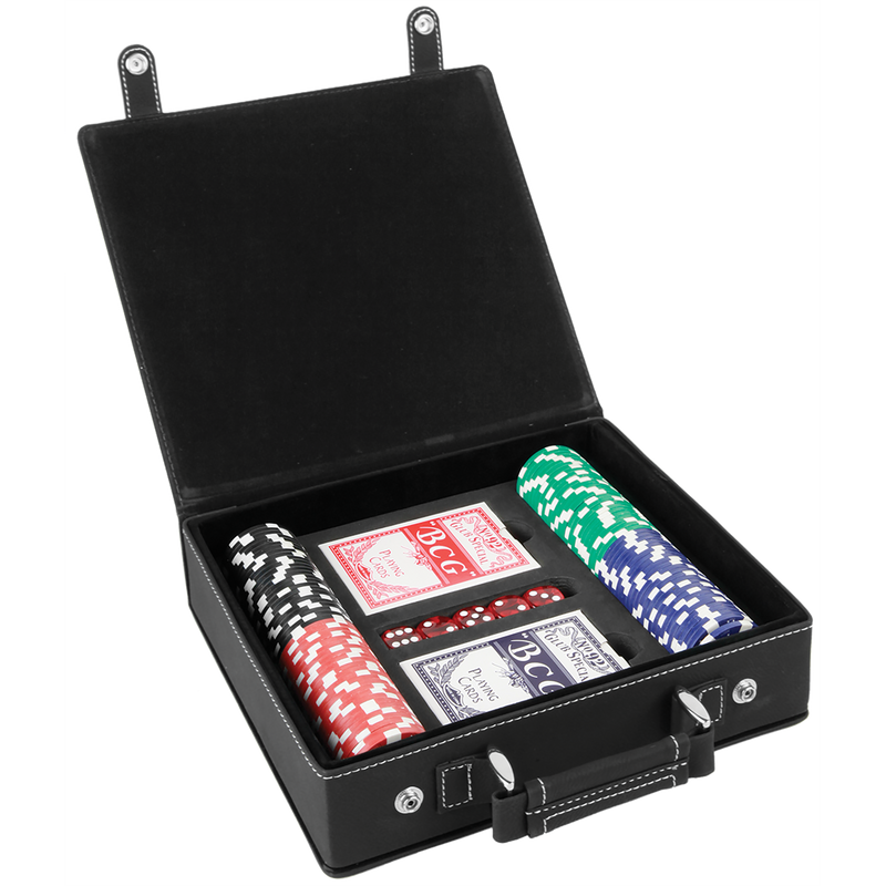 Black & Silver Leatherette 100-Chip Poker Set