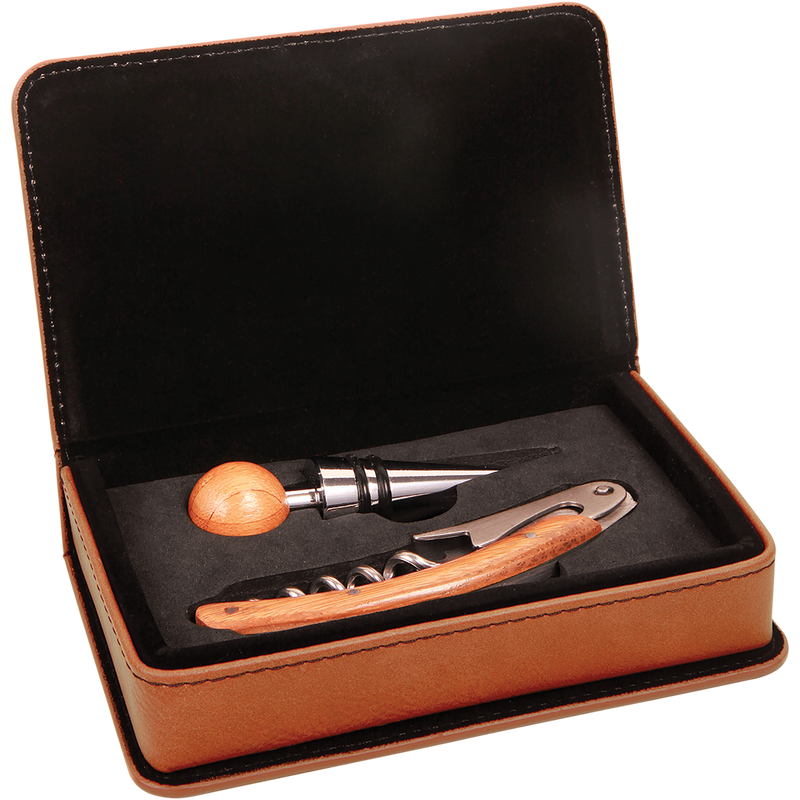 Rawhide Leatherette 2-Piece Wine Tool Set