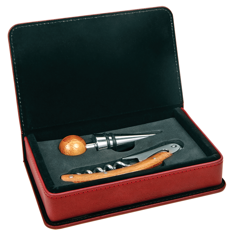 Rose Leatherette 2-Piece Wine Tool Set