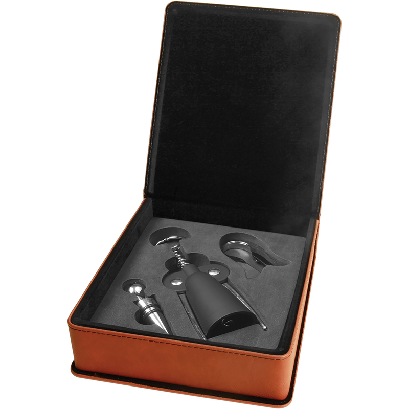 Rawhide Leatherette 3-Piece Wine Tool Set