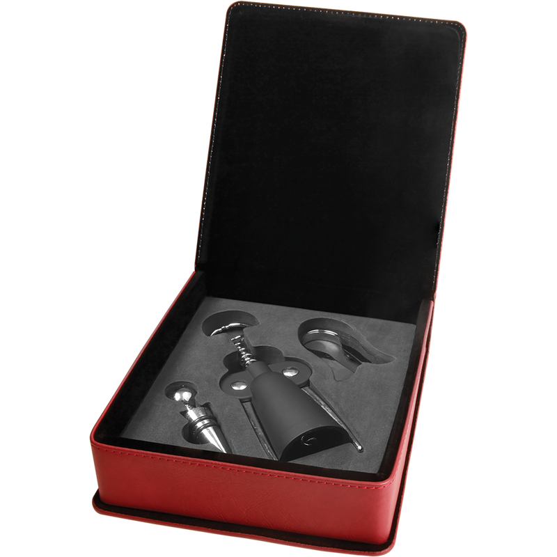 Rose Leatherette 3-Piece Wine Tool Set