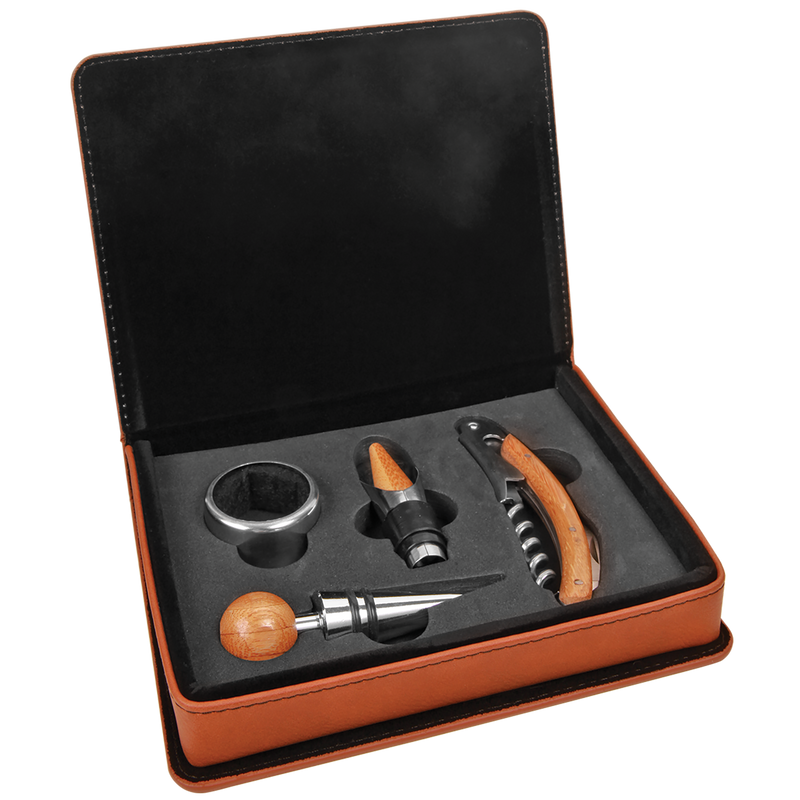 Rawhide Leatherette 4-Piece Wine Tool Set