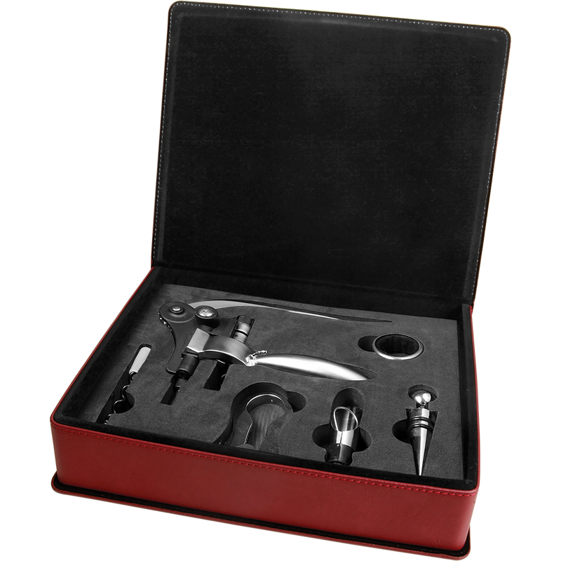 Rose Leatherette 5-Piece Wine Tool Set