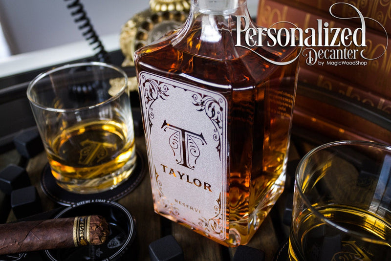 2 Side Engraved Whiskey Decanter