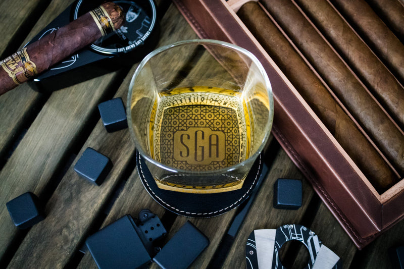 Personalized Square Shape Whiskey Glass - 11 oz