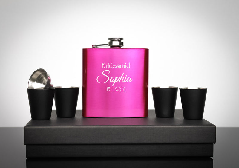 Custom Hot Pink Flask Set